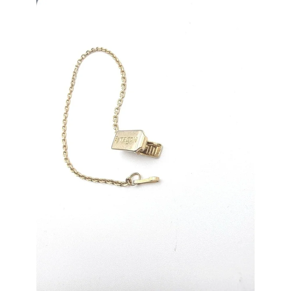Vintage TELSON Signed Watch Chain‎ Clip-On On Gold Filled 10